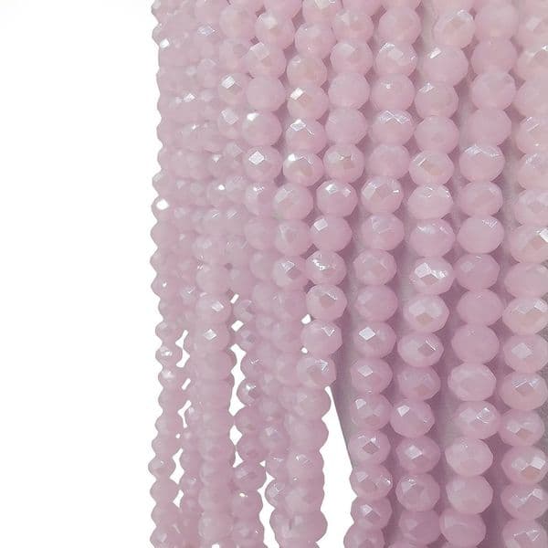 100pcs x 4mm Glass Faceted Rondelle Baby Pink 224