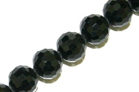 100pcs x 6mm Black faceted round glass beads -- S.J -- 3005755