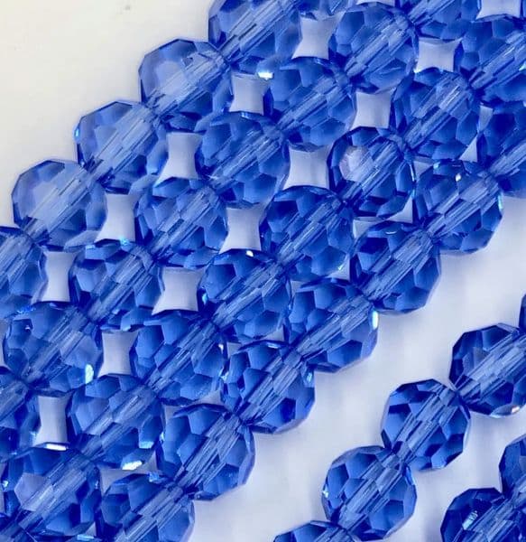 100pcs x 6mm Darker baby blue  faceted round glass beads -- S.J -- 3005735 (1)