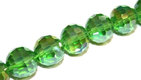 100pcs x 6mm Green with AB coating faceted round glass beads -- S.J -- 3005738