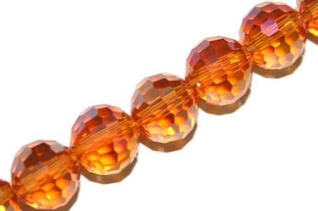 100pcs x 6mm Orange faceted round glass beads -- S.J -- 3005736