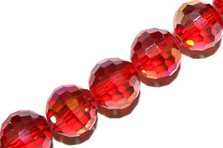 100pcs x 6mm Red with AB coating faceted round glass beads -- S.J -- 3005734