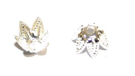 100pcs x 6mm Silver plated leaf filigree bead cap - S.F - C8008058