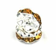 100pcs x 6mm Silver plated rhinestone rondelle spacers  - citron colour - 8010014