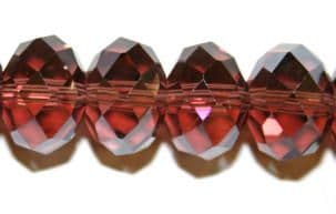 10mm Red Faceted Glass Rondelle Beads
