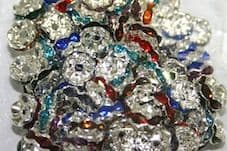 10mm Silver plated rhinestone rondelle Spacers mix colour crystals
