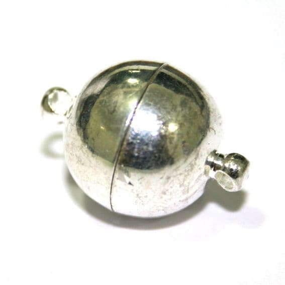 10pcs x 10mm Silver plated magnetic clasp - round - 9010042