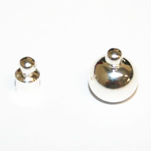 10pcs x 10mm Silver plated magnetic clasp - round with barrel inset - 9010040