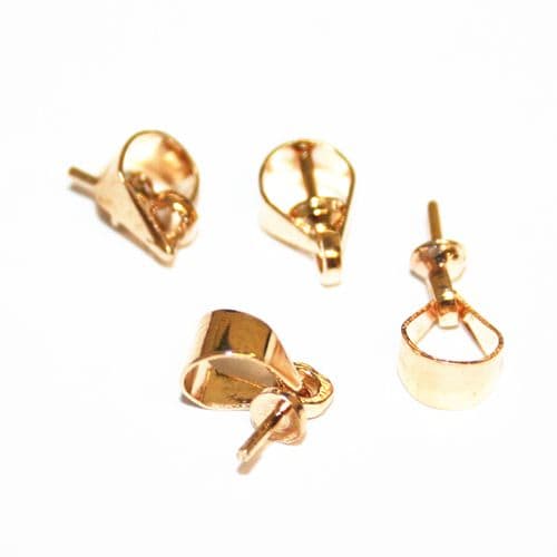 10pcs x Champagne colour glue on bail - c7003052