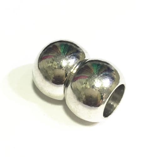 10pcs x inside measurement 7mm magnetic clasp - double ball - rhodium plated - 9010046