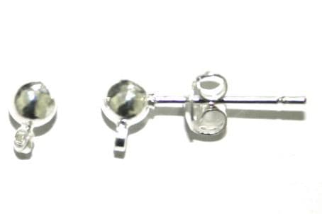 10pcs x Silver plated earrings - earring ball stud with ring - 4mm