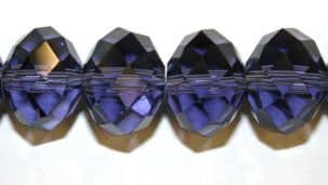 12mm Clear Purple Faceted Glass Rondelle Beads