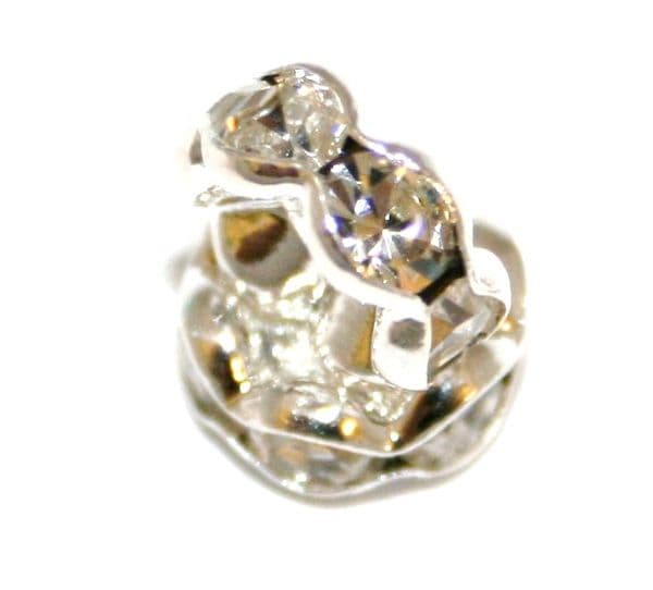 12mm Silver plated rhinestone rondelle spacer  with clear stones x 50 pces