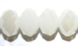 12mm White Faceted Glass Rondelle Beads