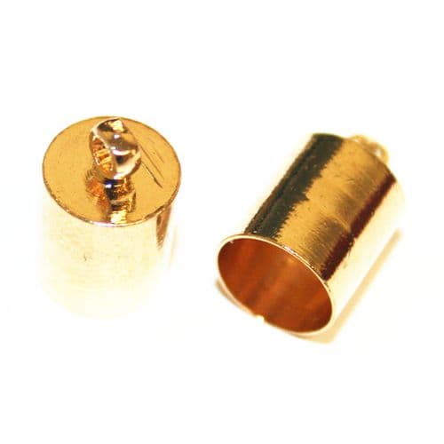 12pcs x inside measurement 5.5mm champagne gold barrel end cap - C7003032