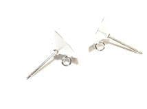 14pcs x 12mm Silver plated earrings - cone shape for glue on stone - S.F09 - 2123006