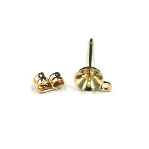 14pcs x Earring - stud for glue on - champagne gold colour - C8008003