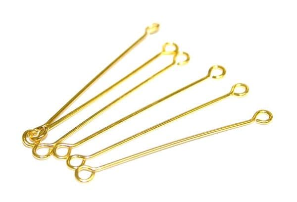150pcs x 0.8*30MM Gold colour eye pins - double eyes - S.F - WA199 - HC00334BDE