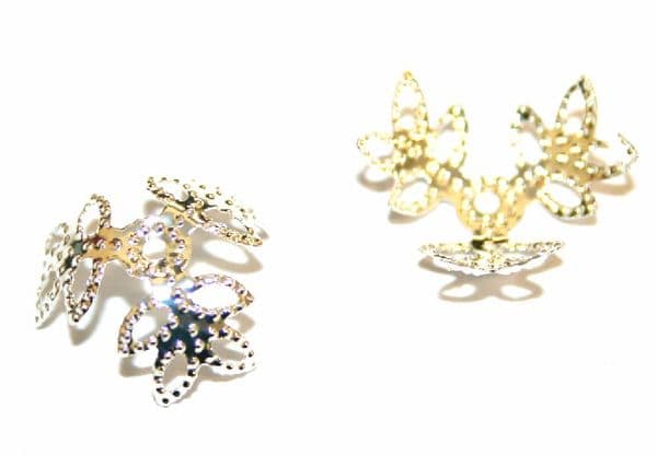 150pcs x 16mm Silver plated leaf bead cap - S.F08 - 1606032