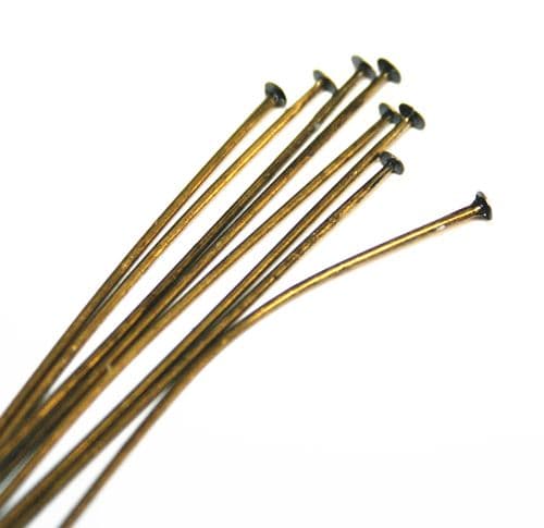 150pcs x 40mm antique brass flat head pin - C7003081