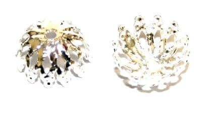 150pcs x 9mm Silver plated leaf filigree bead cap - S.F08 - 1606036