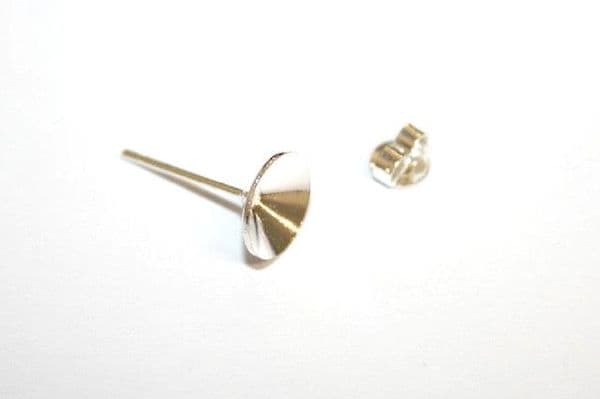 16pcs x 8mm Silver plated curved cone stud earring 2807001 - 1109010