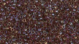 1748 DELICA 11/0 CRANBERRY LINED CHARTREUSE ABDB1748