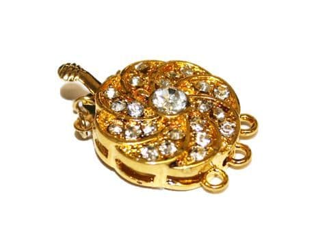 1pce x 20mm Gold colour clip clasp with rhinestone -- S.F - WC161