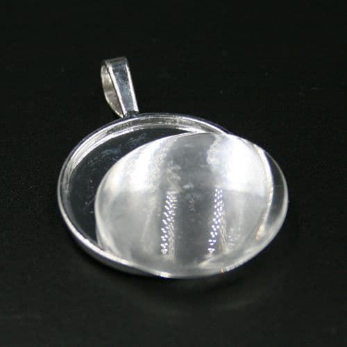 1pce x 25mm make your own pendant kit - round - silver plated - c8008076
