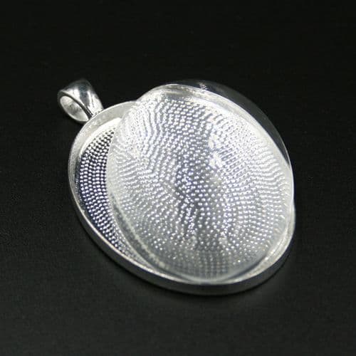 1pce x 30*40mm make your own pendant kit - oval - silver plated - c8008080