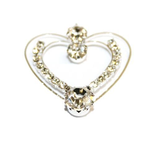 1pce x 34mm*32mm Silver plated heart pendant with rhinestone - S.F - WC203