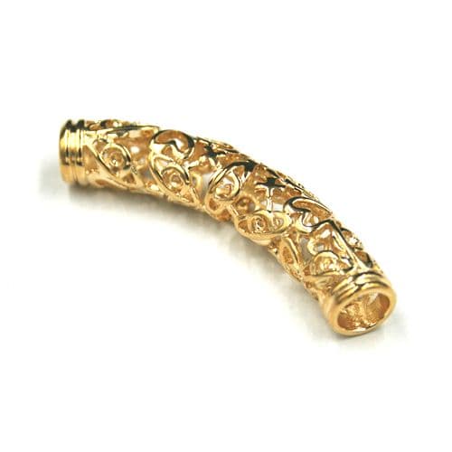 1pce x 9*47mm Filigree bracelet center piece - Champagne gold - C8008031
