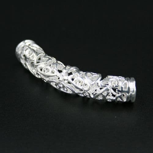 1pce x 9*47mm silver plated filigree bracelet centre piece - C8008030