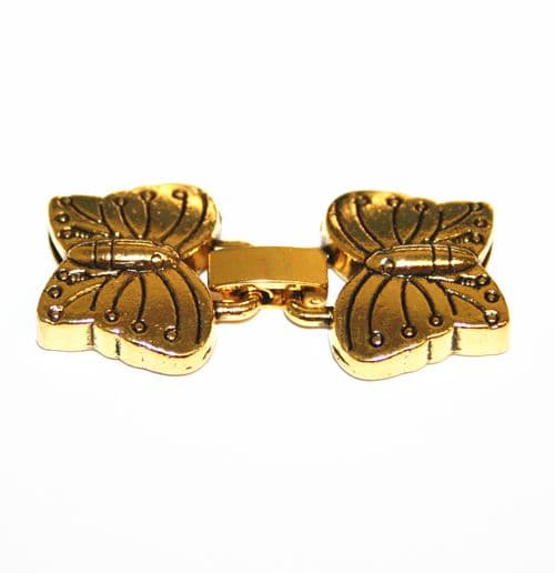 1set x Antique gold butterfly clasp