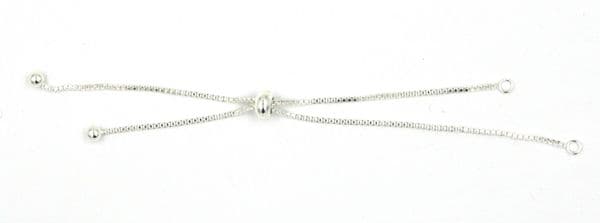 1x Silver plated bracelet connector with slider - 1mm x 12cm Cjseb1165