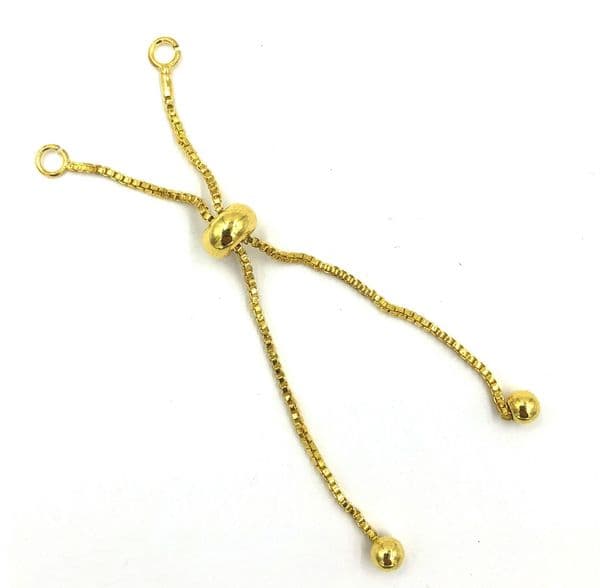 2 x Gold plated bracelet clasp connector with slider - 1mm x 7cm