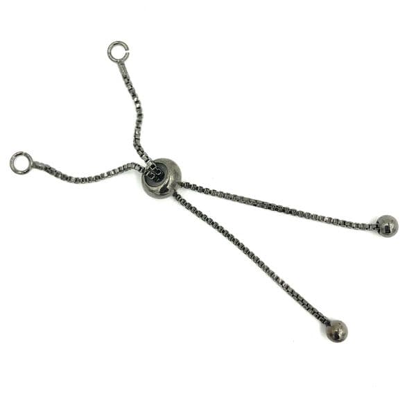 2 x Gun metal plated bracelet clasp connector with slider - 1mm x 7cm (2)