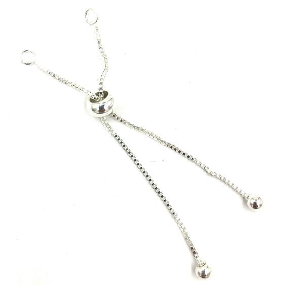 2 x Silver plated bracelet clasp connector with slider - 1mm x 7cm Cjseb1165