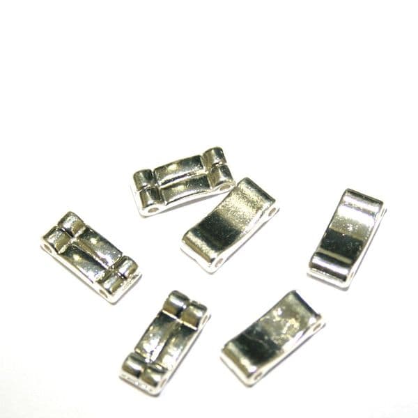 20 x 10*4mm silver plated ribbed rectangle 2 hole  spacer