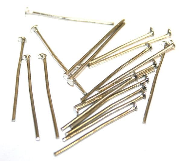 20mm Rhodium Plated Head Pins 200 pieces