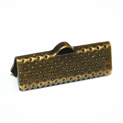 20pcs x 20mm antique brass ribbon end - C7003011