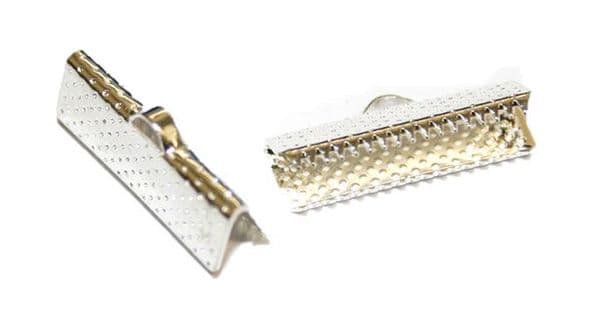 20pcs x 20mm silver plated ribbon end - C7003008