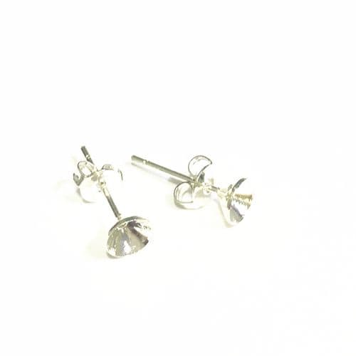 20pcs x 5mm pointed cone stud earring attachment - silver plated  2807001 - 1411040