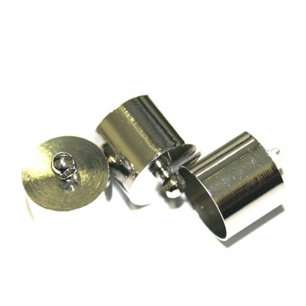 20pcs x Rhodium plated inside measurement 5mm - end connector with ring - barrel shape - 9014018