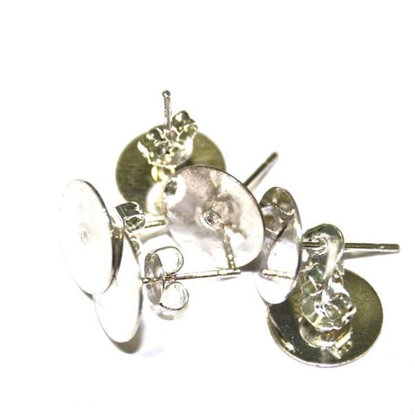 20pieces x 10mm Silver Plated Earrings - Flat Base For Glue On 2002022/250202