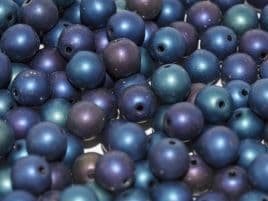 23980/21135 ROUNDS CZECH BEADS 4 MM JET MATTED BLUE IRIS (100 pieces)
