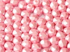 25008 FIRE POLISHED 6 MM ALABASTER PASTEL PINK (50 pieces)