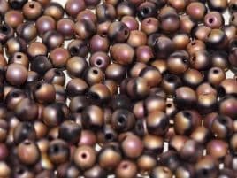 27243 ROUNDS CZECH BEADS 6 MM JET FULL CAPRI ROSE MATTED (50 pieces)