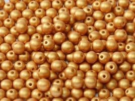 29421 ROUND CZECH BEADS 4 MM ALABASTER METALLIC GOLD (100 pieces)