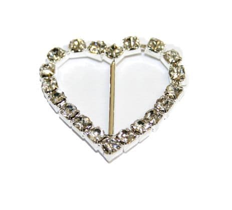 2pcs x 29mm*29mm silver plated  heart shape silder with rhinestone - C8010013